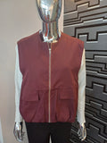 Burgundy Sleevless Zip Jacket