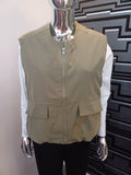 Khaki Sleevless Zip Jacket