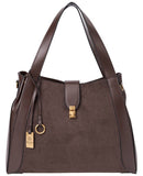 SUEDE SHOULDER BAG: COFFEE