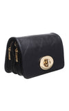VINTAGE FLAP OVER CROSS BODY BAG: Black