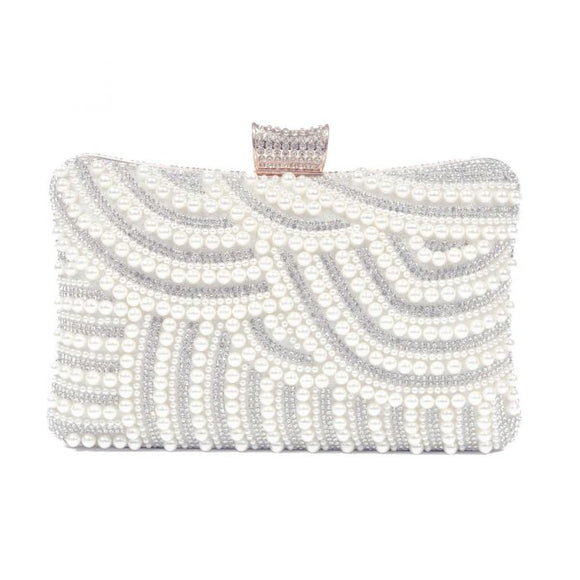 Silver Pearl Clutch Bag