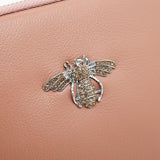 Crystal Bee Nude leather pouch