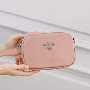 Crystal Bee Nude leather pouch