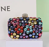 Multi colour crystal Clutch Bag