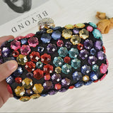 Multi colour crystal Clutch Bag