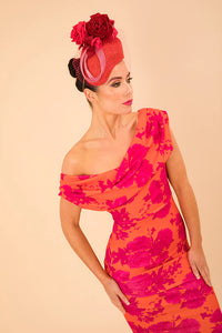 Chromium dress in orange & fuschia