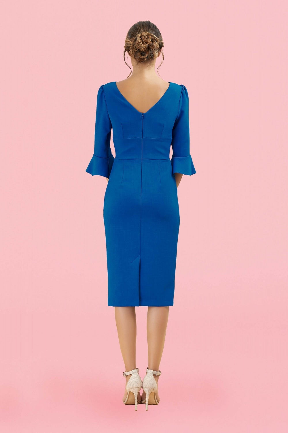Colbalt Blue ODELLE 3/4 Fluted Sleeve Pencil Dress – L's Boutique  Magherafelt