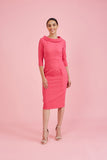 Hot Pink Kennedy Roll Collar Pencil Dress