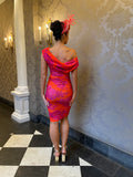 Chromium dress in orange & fuschia