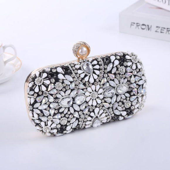 Crystals Embellished evening bags in Black