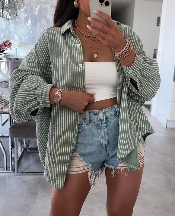 Khaki striped oversized Shirt