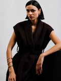 GOAGOA Brown Luxury Wool Sleeveless Jacket
