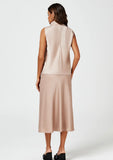 Light Brown/Champagne Satin Cowl Neck Top