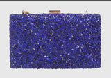 Navy stone look evening clutch bag