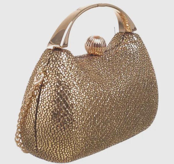 Gold gala pebble clutch bag
