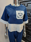 FLYGIRL navy/blue shirt top