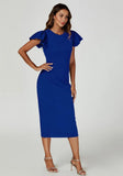 Royal Blue Volume Sleeve Midi Dress