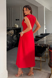 Hazel Tailored Sleeveless Midi Dress Red