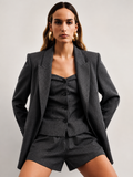 GOAGOA Grey Embellished Pinstripe Blazer