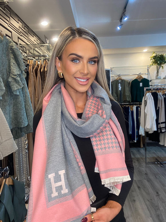 PINK/GREY H SCARF