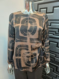 Peruzzi Brown Print Tie Top