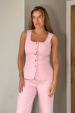 Jamie Square Neckline Waistcoat Pink