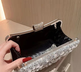 SILVER EMBELLISHED CLUTCH BAG