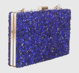 Navy stone look evening clutch bag