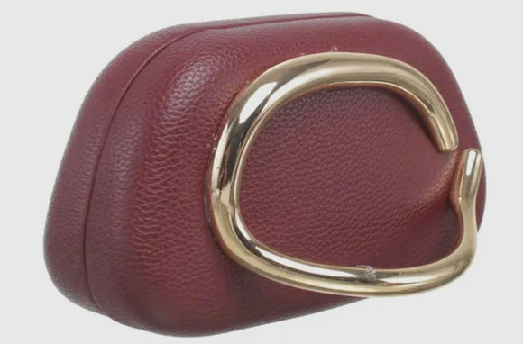 Wine gold handle clutch
