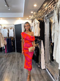 MERCURY MIDI DRESS IN ORANGE & FUCHSIA