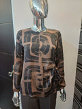 Peruzzi Brown Print Tie Top