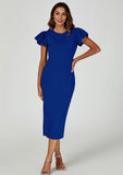 Royal Blue Volume Sleeve Midi Dress