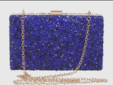 Navy stone look evening clutch bag