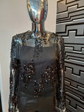 Sequin Sheer Black Long Sleeve Top