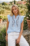 Jane Embroidery Blouse Blue