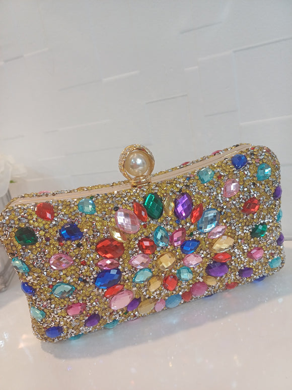 MULTICOLOUR GEMSTONE CLUTCH