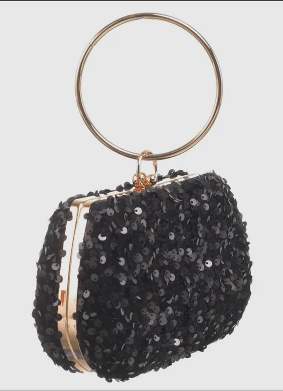 Black moonlit glam clutch bag