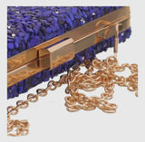 Navy stone look evening clutch bag