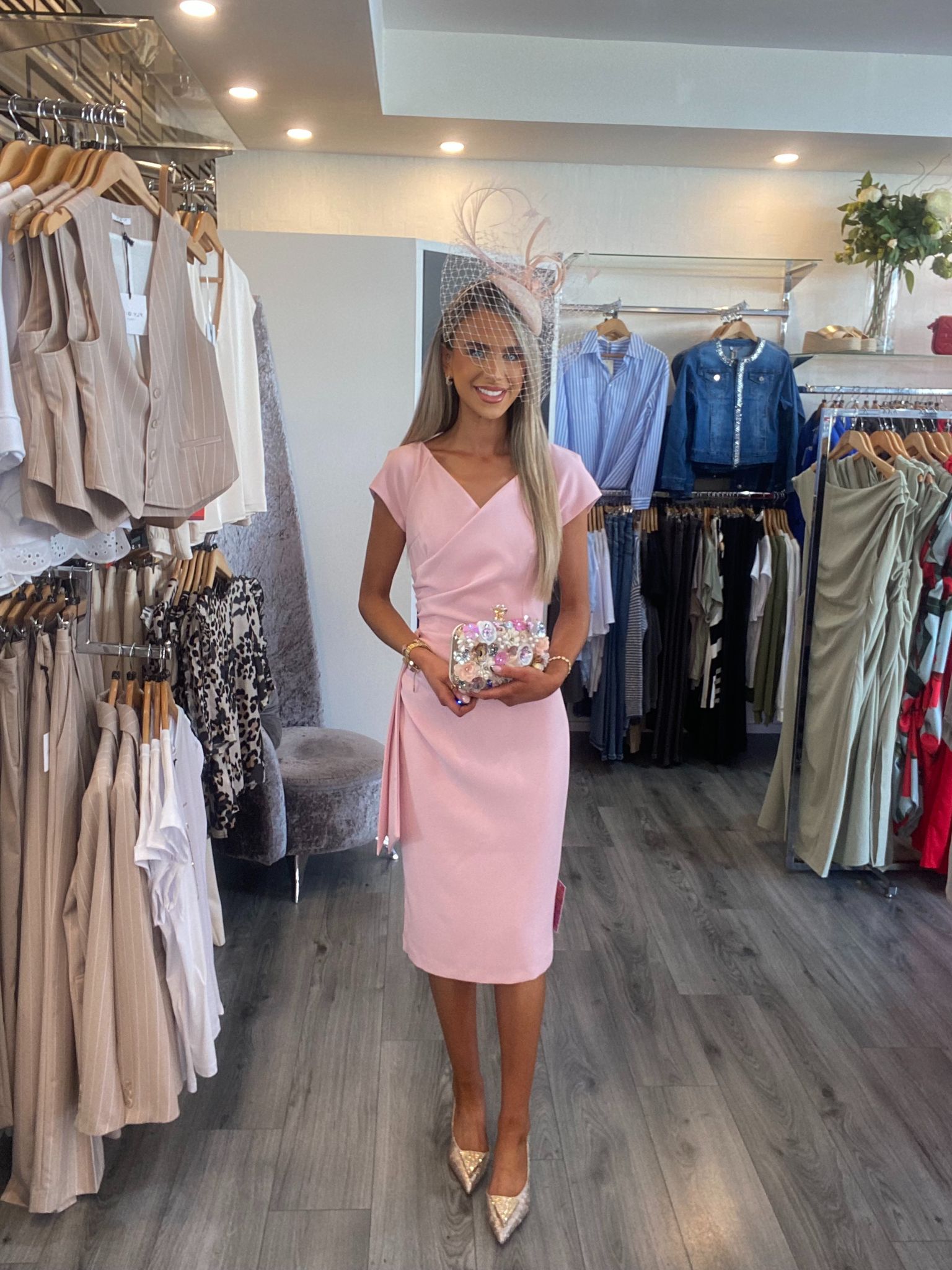 Pale Pink Hourglass Faux Wrap Pencil Dress L's Boutique Magherafelt Pale Pink Hourglass Faux Wrap Pencil Dress L's Boutique Magherafelt