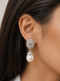 Pearl crystal drop earring