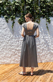 Kameya grey wrap v neck dress