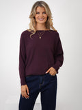 KATE & PIPPA ELBA PEARL DETAIL KNIT JUMPER IN BURGUNDY