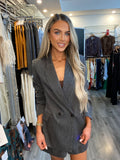 GOAGOA Grey Embellished Pinstripe Blazer