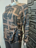 Peruzzi Brown Print Tie Top