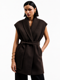 GOAGOA Brown Luxury Wool Sleeveless Jacket