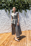 Kameya grey wrap v neck dress
