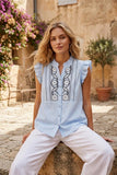 Jane Embroidery Blouse Blue