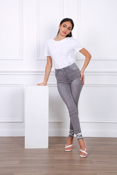 Light Grey High Waisted Skinny Jeans – L's Boutique Magherafelt