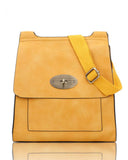 Mustard Flap Over Messenger Bag With Metal Clasp