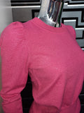 Flygirl Pink Lurex Top With Puff Shoulder